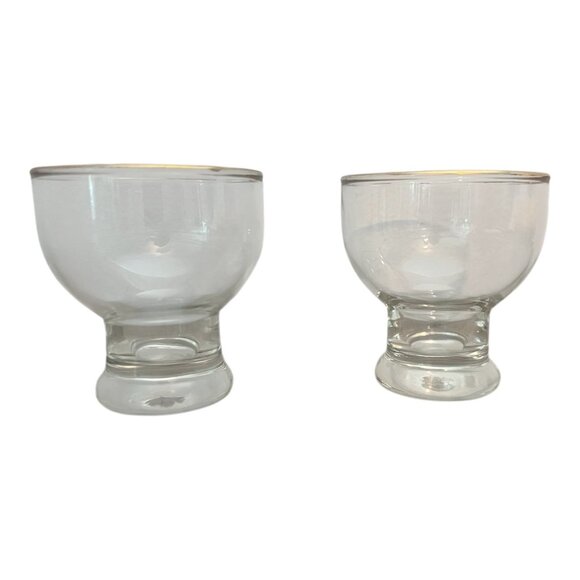 Vintage Clear Lowball Old Fashioned Rock Glasses With Gold Rim 2.5 in Tall Lot o - Picture 2 of 8